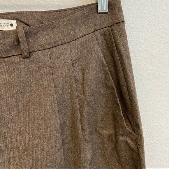 Zara Pleated Dress Trouser Pants Brown Size Large - Picture 7 of 15